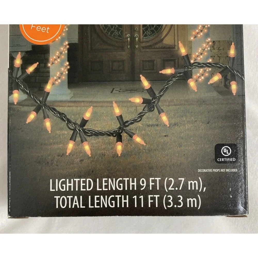 Halloween Led Garland Lights Orange 2 Packs 90 Lights Each Outdoor Home Decor